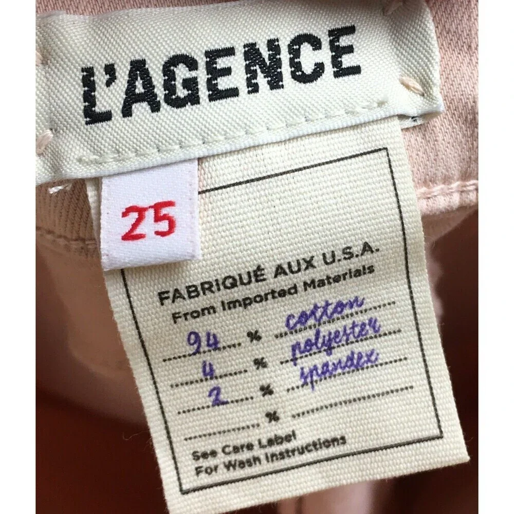 L'Agence Jeans Women's Size 25 Petal Pink Margot Skinny Cotton Blend